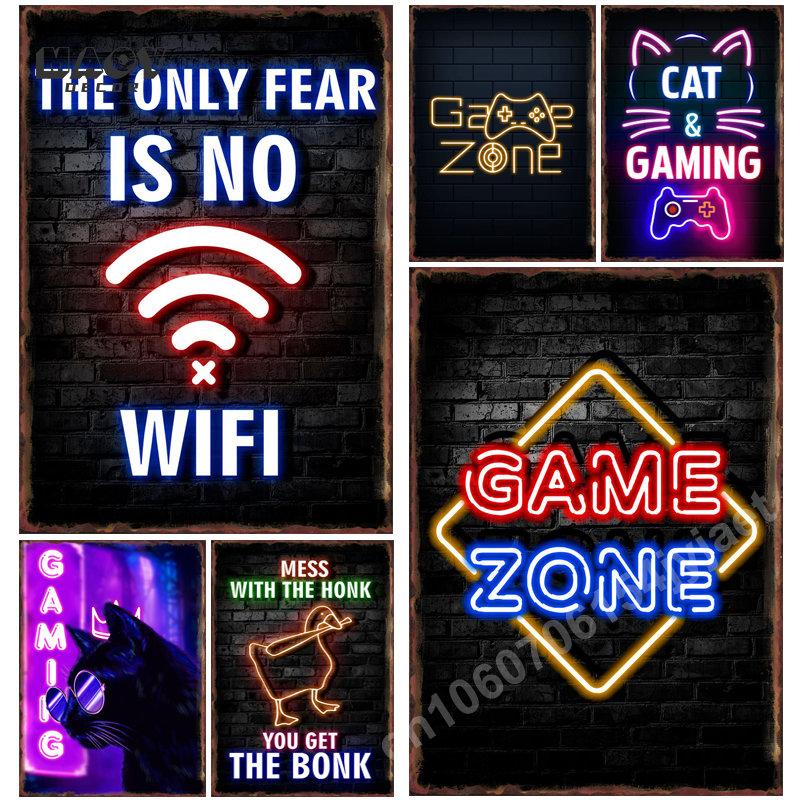 Gaming Accessories Europe - Letrero Metálico Decorativo de Neón para