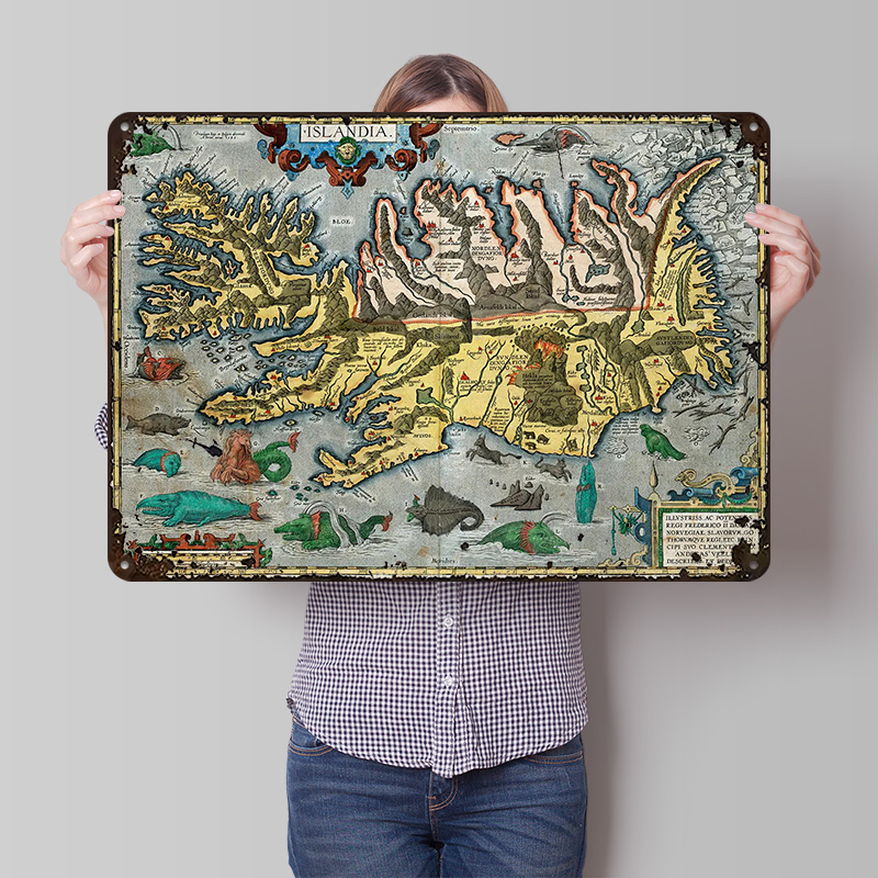 Gaming Accessories Europe - Mapa de Islandia, Póster Metálico, Arte