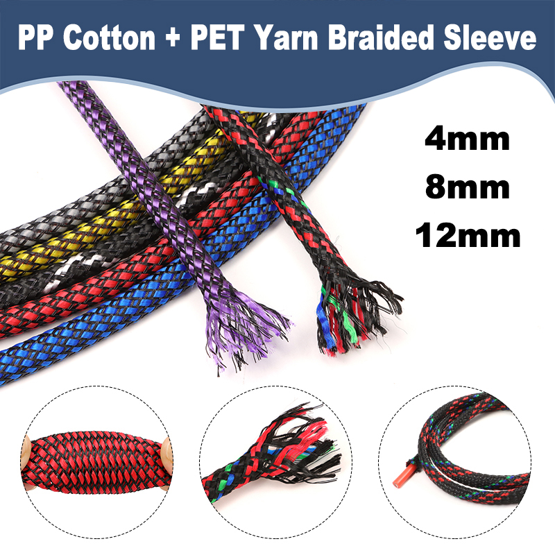 Cable Sleeve Braided - 10M/Rollo Nuevo Aislamiento Trenzado de PET