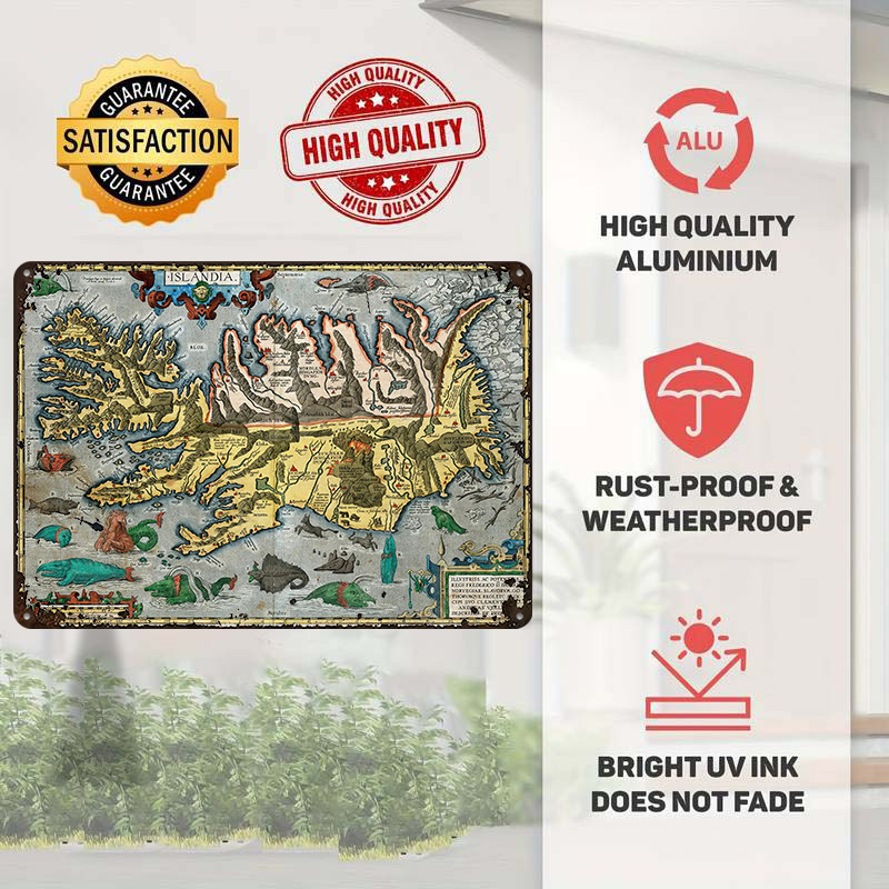 Mapa de Islandia, Póster Metál - Gaming Accessories Europe reseña y precio