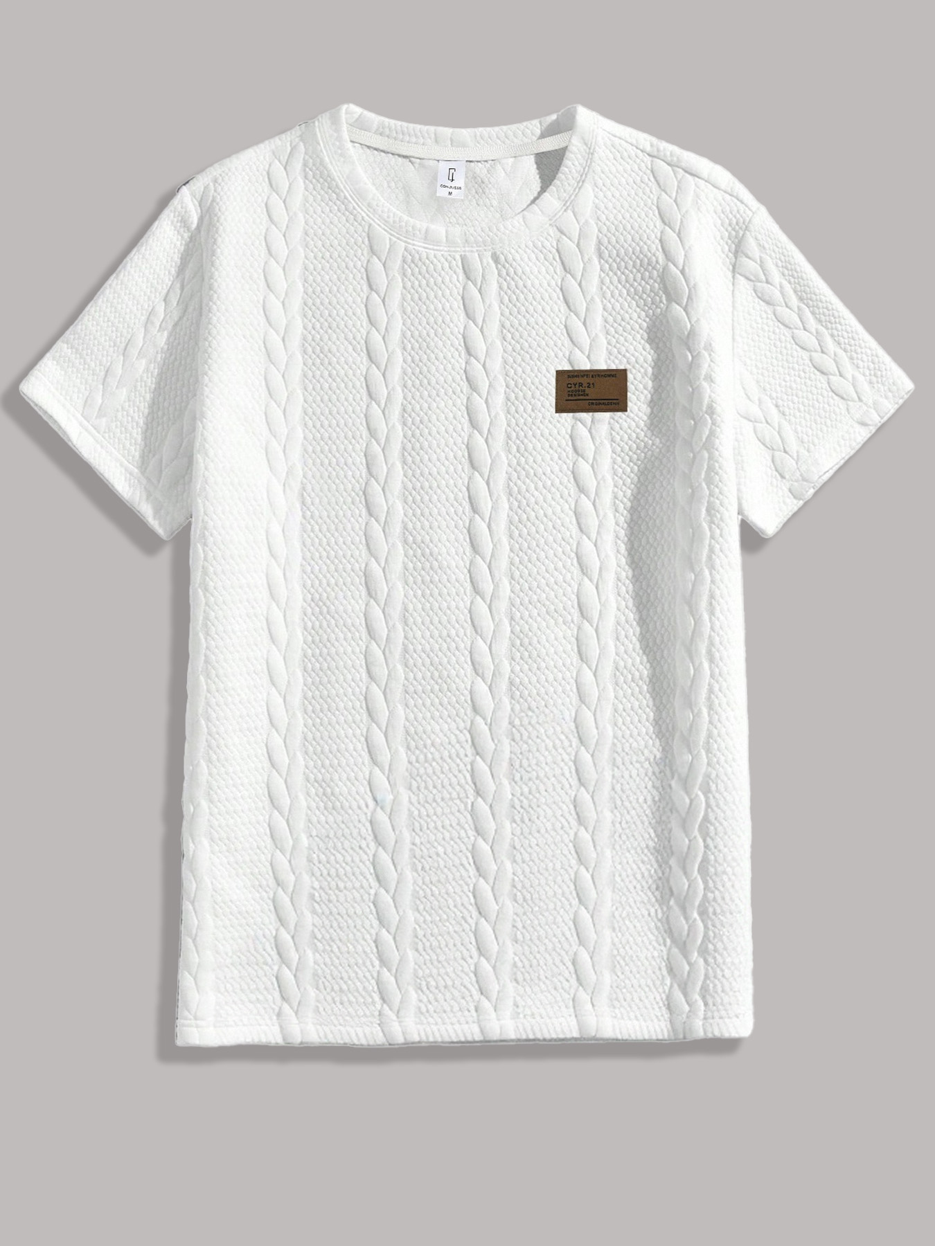 Men's Cable Knit Casual T‑Shir - Cable Sleeve Braided reseña y precio